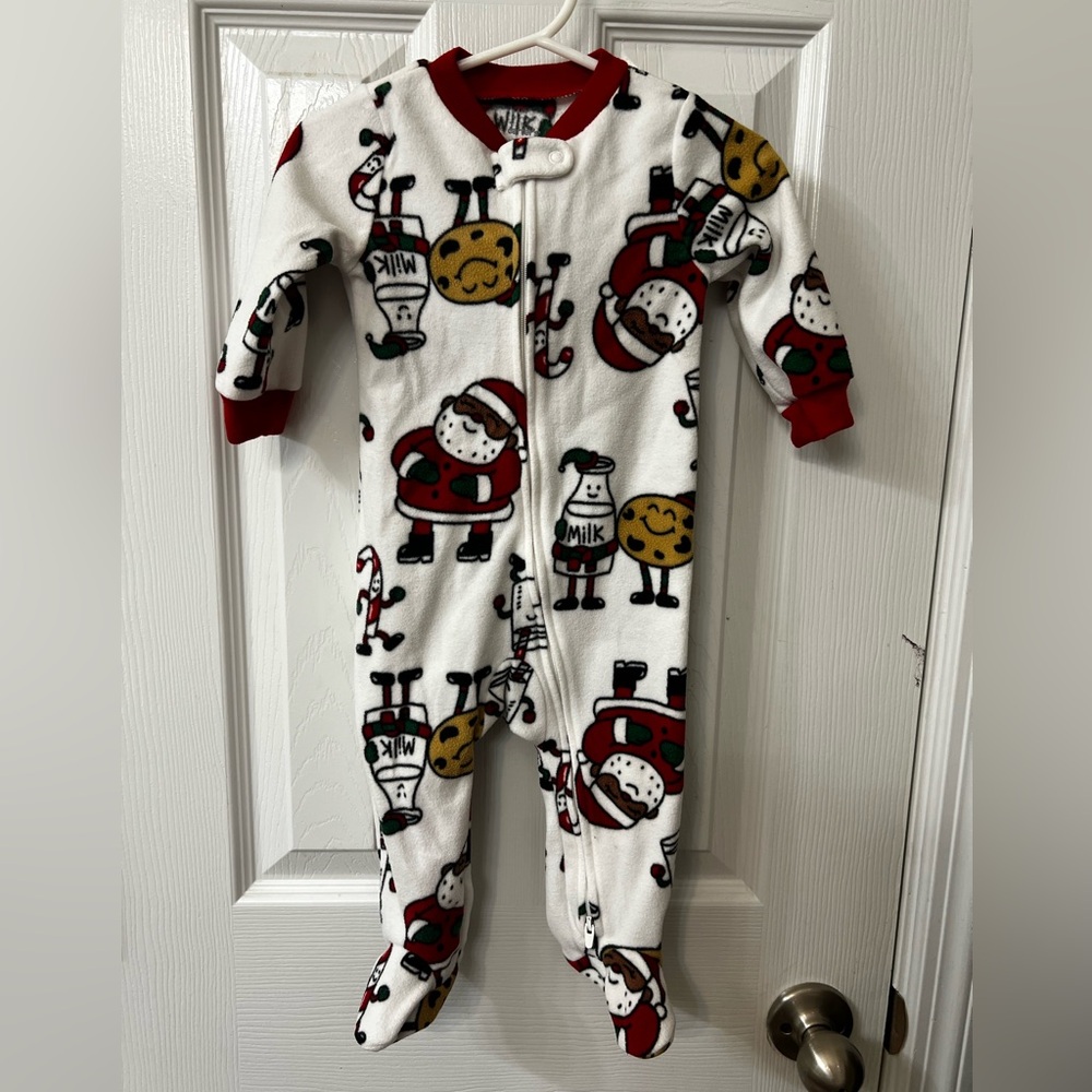 Carter's 9M Santa w/milk & cookies Christmas Footie pajamas